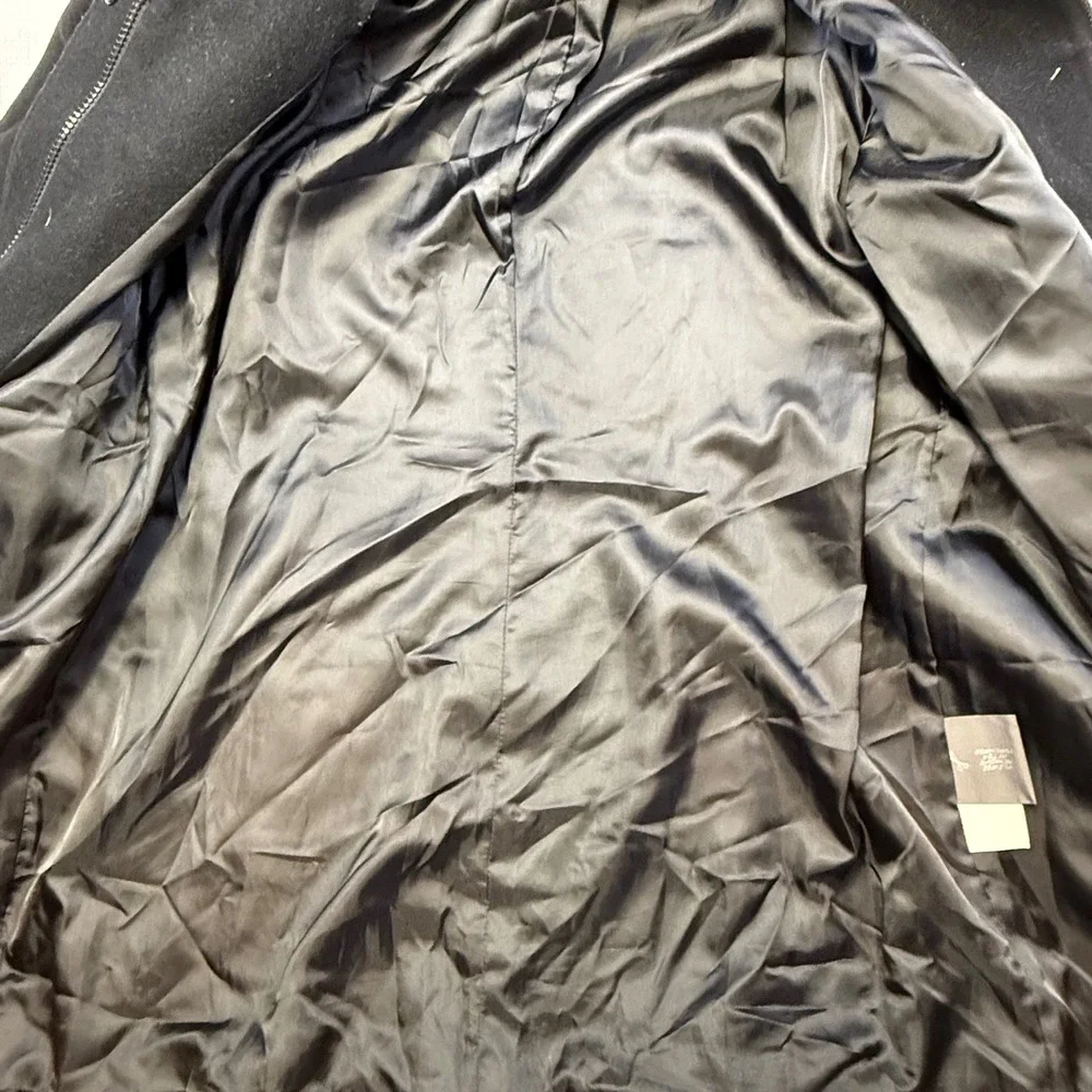 Herman Kay Black Wool Blend Hooded Coat‎ Women's Size L